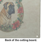 Mastiff Christmas Flowers Glass Cutting Board