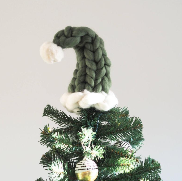 Super Thick Iceland Yarn Christmas Tree Hat Decoration | Embroidered Cap