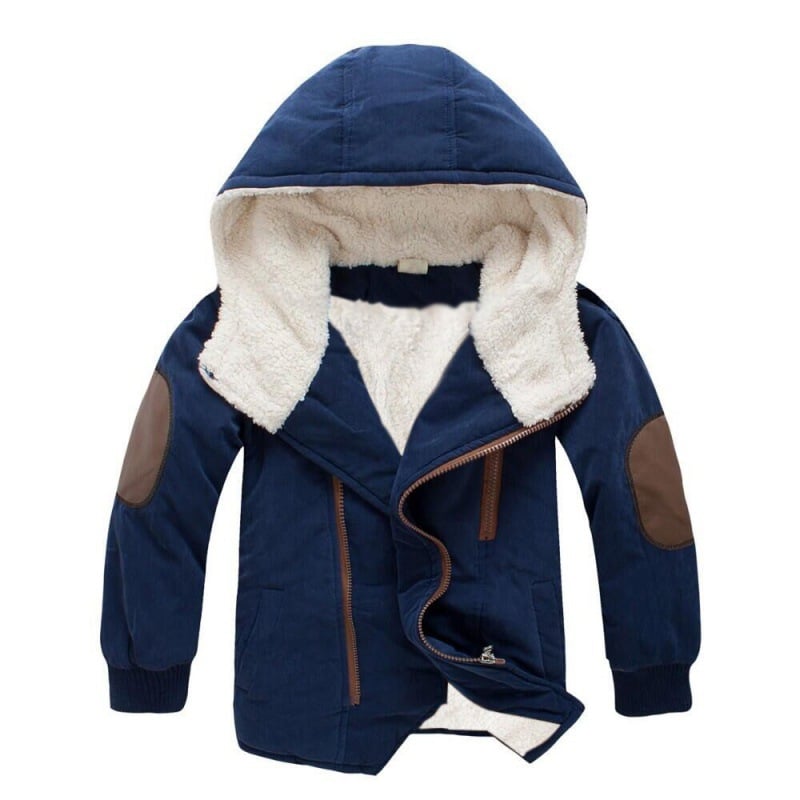 Children's Mid-Length Cotton Jacket with Velvet Lining