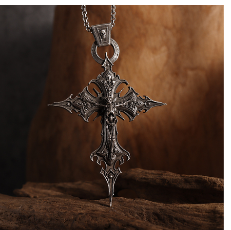 Gothic Skull Cross Pendant Necklace for Men and Women