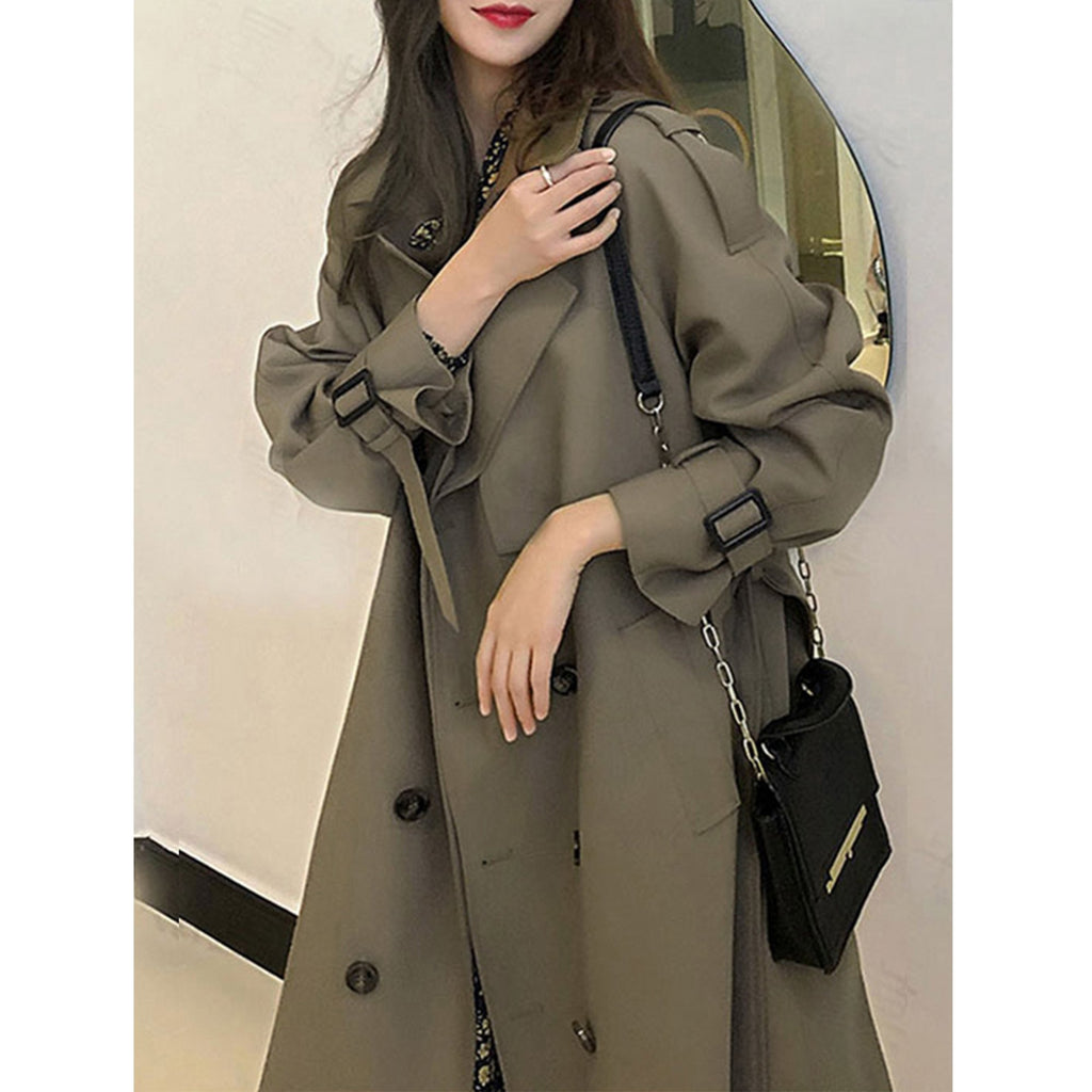 Trendy Double Breasted Oversize Trench Coat for Women