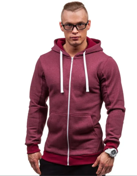 Sweatshirt Men's Zipper Hooded Jacket Men's European And American Hooded Solid Color Cardigan | Streetwear
