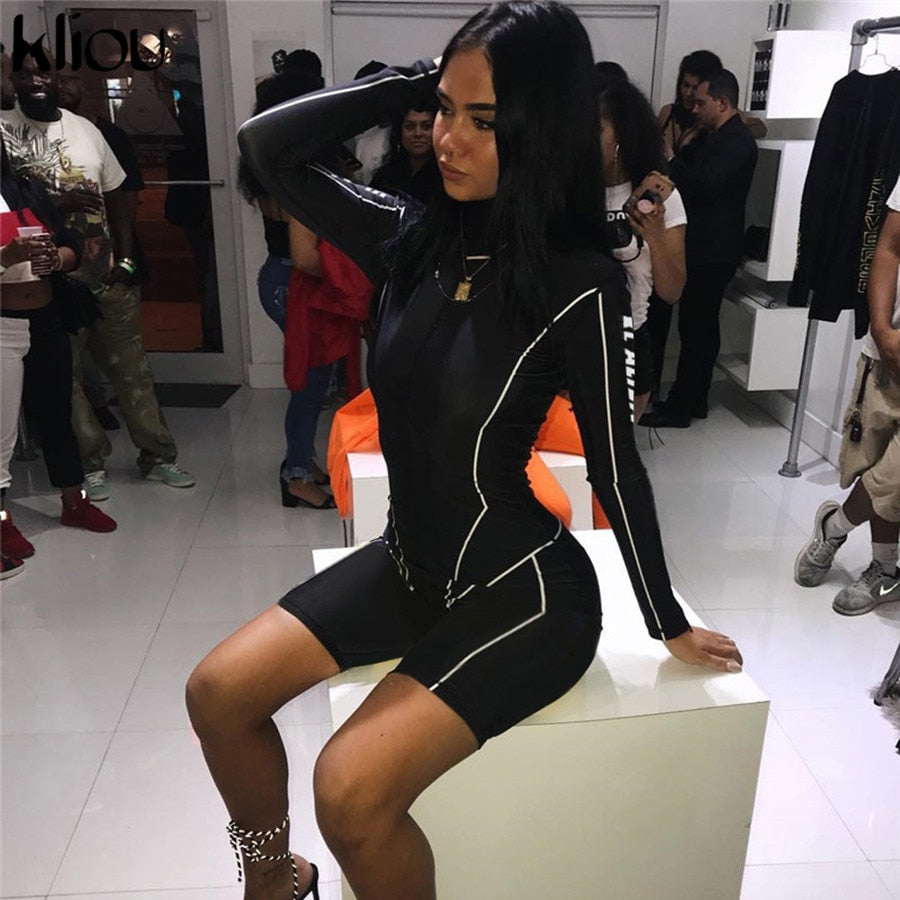 Printed Long Sleeve Fitness Bodysuit