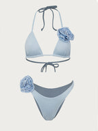 2023 Women's Striped Bikini with Floral Design