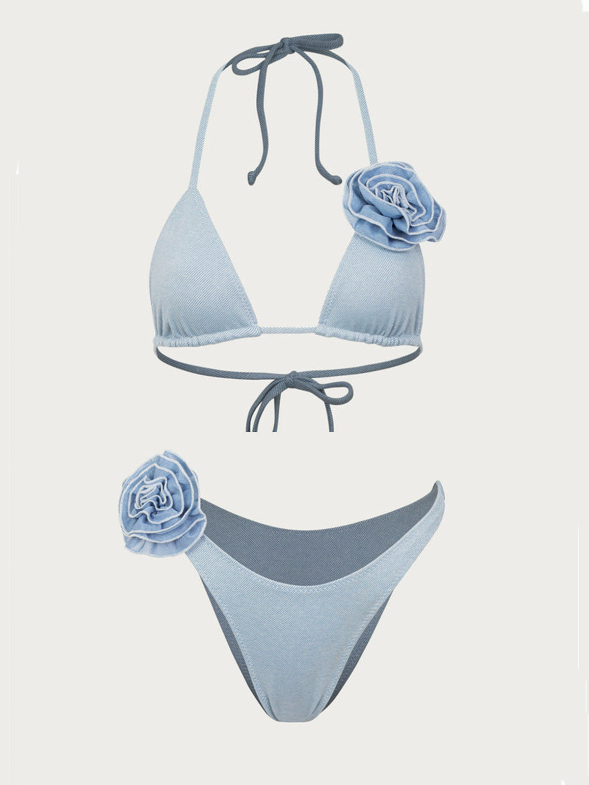 2023 Women's Striped Bikini with Floral Design