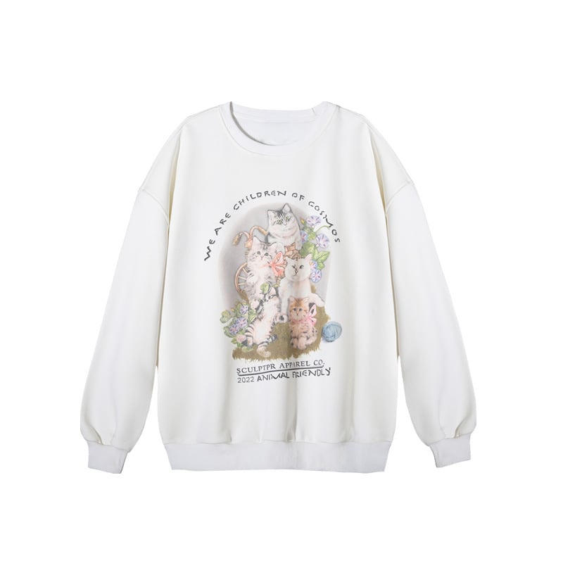 Loose Round Neck Cartoon Sweater for Women