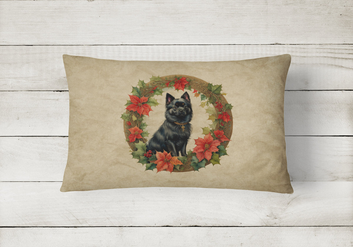 German Spitz Christmas Flowers Throw Pillow