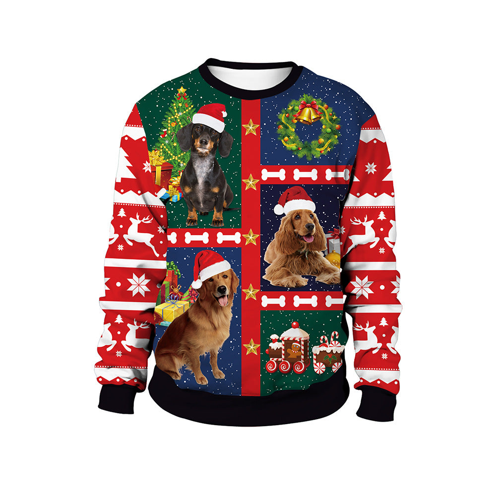 Women's Christmas Animal Print Round Neck Sweater