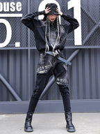 Fashion Personalized Denim Coat and Harem Pants Set