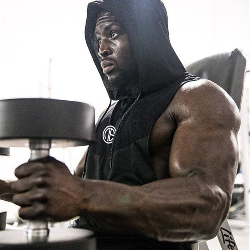 Men's Summer Muscle Brother Hooded Tank Top for Training