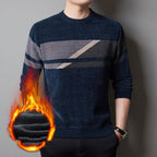 Men's Striped Chenille Sweater with Fleece Lining