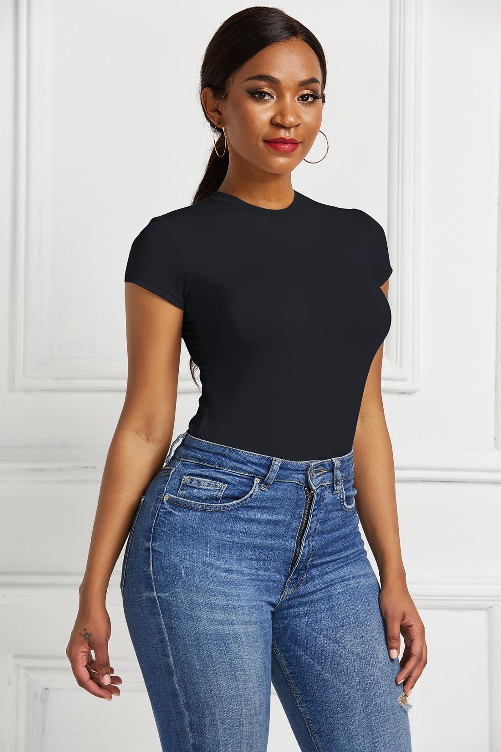 Women's Summer Short-Sleeve Stretch Bodysuit
