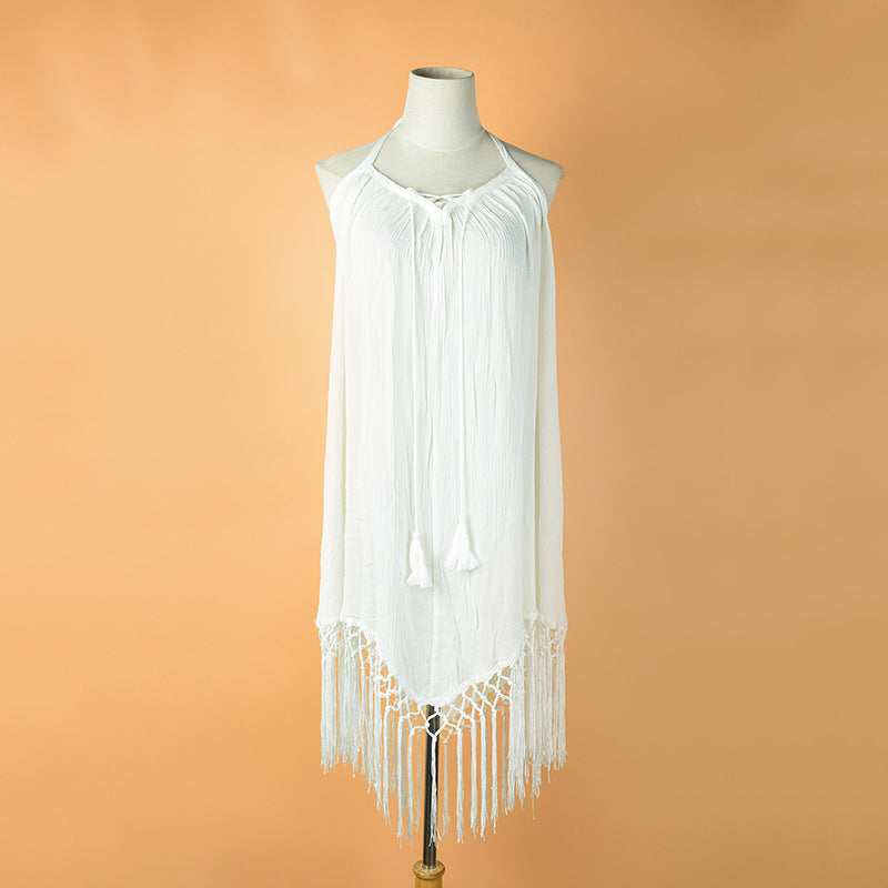 Amazon Sexy V-Neck Cotton Sun Protection Cover-Up Dress