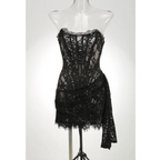 Lace See-through Tube Top Dress