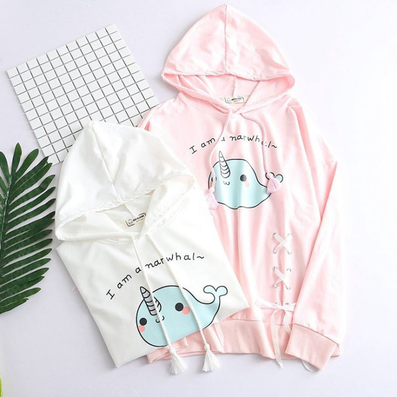 Kawaii Women’s Cotton Hoodie with Cartoon Print | Streetwear