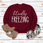 Printed Loose Round Neck Long Sleeve Top Sweater