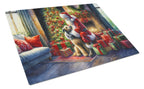Irish Wolfhound and Santa Claus Glass Cutting Board