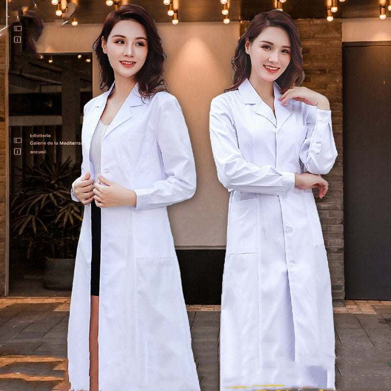 White Long Sleeve Lab Coat for Female Doctors and Nurses