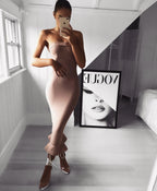 Strap Dress with Mermaid Hem and Bustier Design