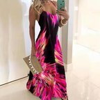 Slim Fit Floral Strappy Dress with Color Gradient