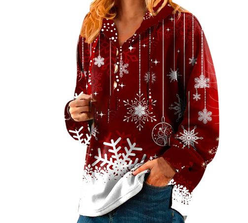 Casual Hooded Christmas Sweater for Ladies