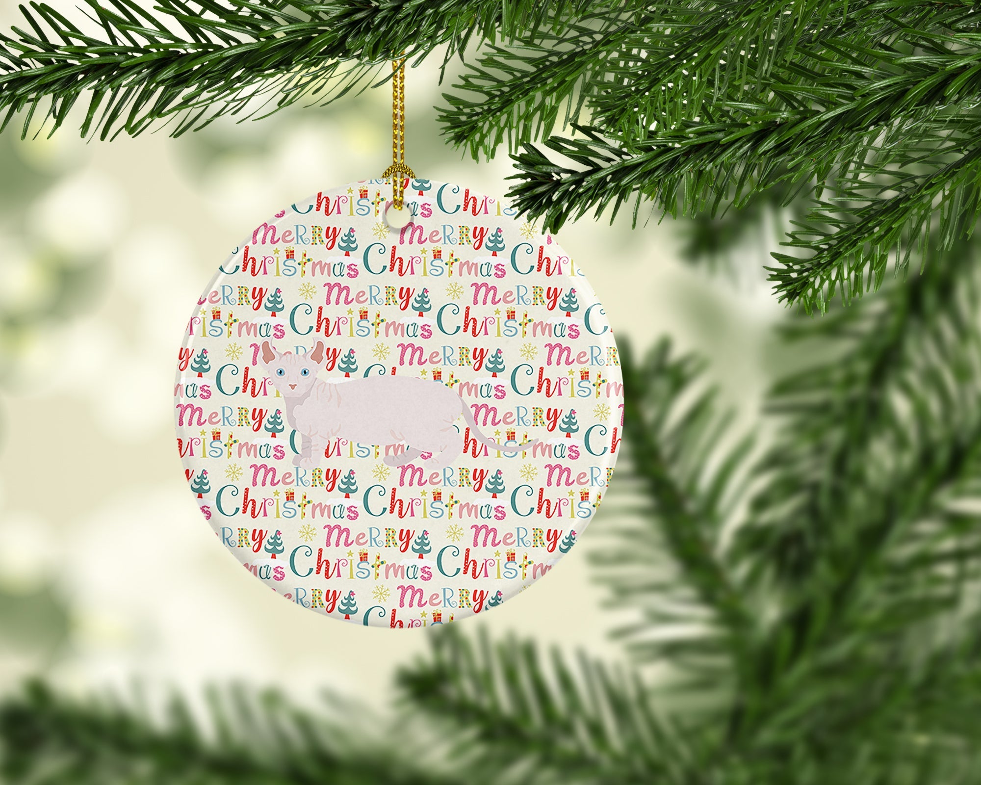 Dwelf #3 Cat Christmas Ceramic Ornament