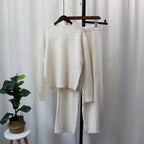 Sweater Pullover Plus Knitted Wide-legged Pants Two-piece Set | Streetwear