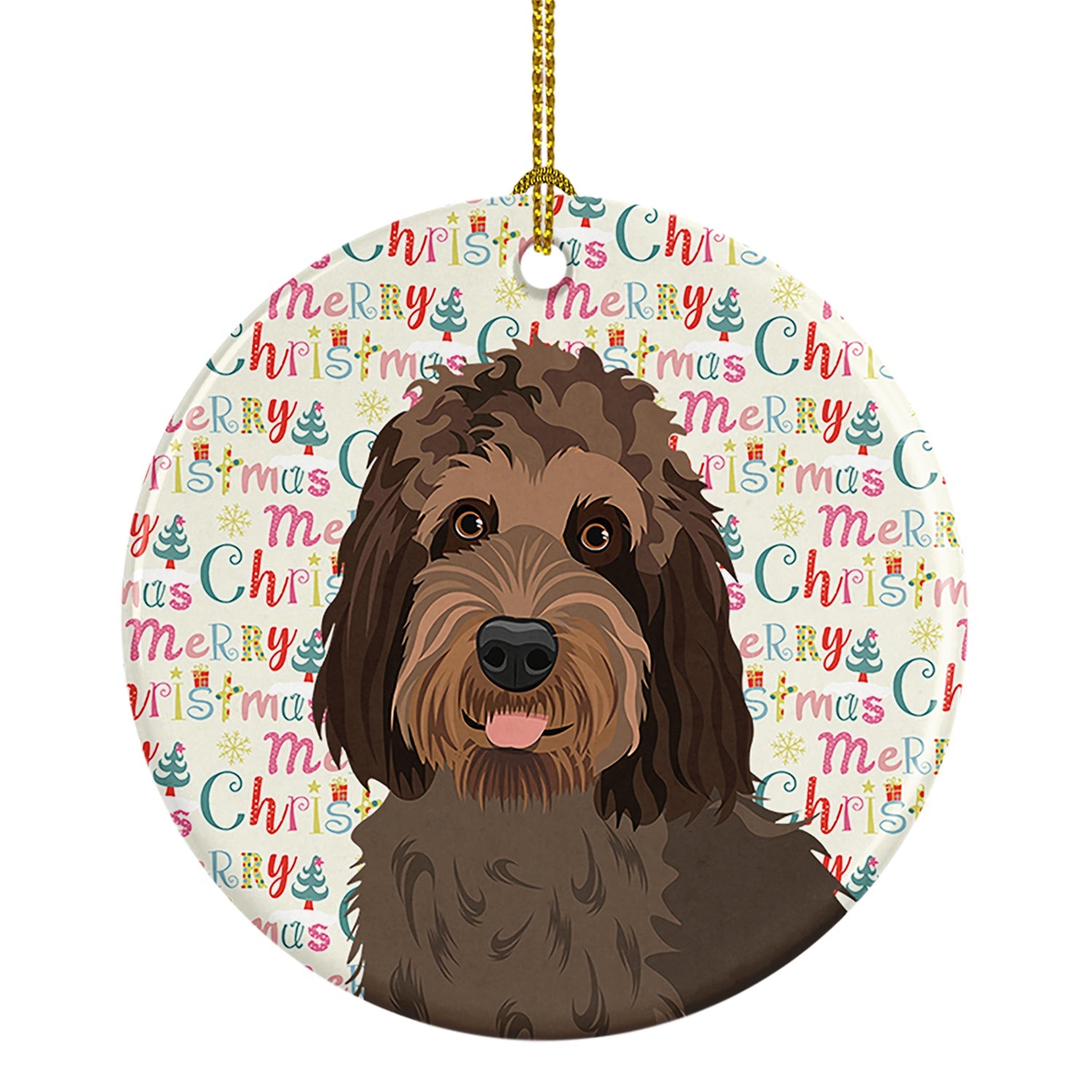 Doodle Tricolor #3 Christmas Ceramic Ornament