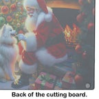 American Eskimo and Santa Claus Glass Cutting Board