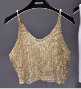 Cropped Madamy Kaya Sequin Knit Top (One Piece)