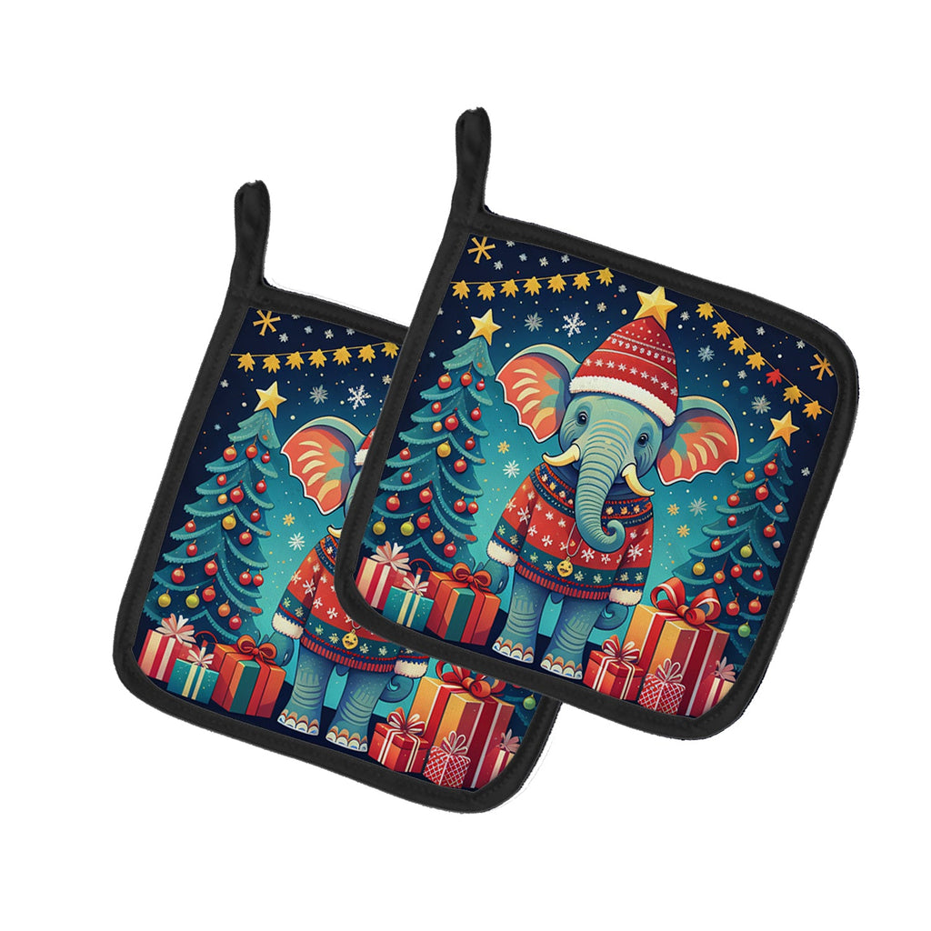 Elephant Christmas Pair of Pot Holders