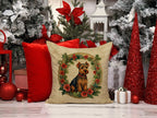 Welsh Terrier Christmas Flowers Throw Pillow
