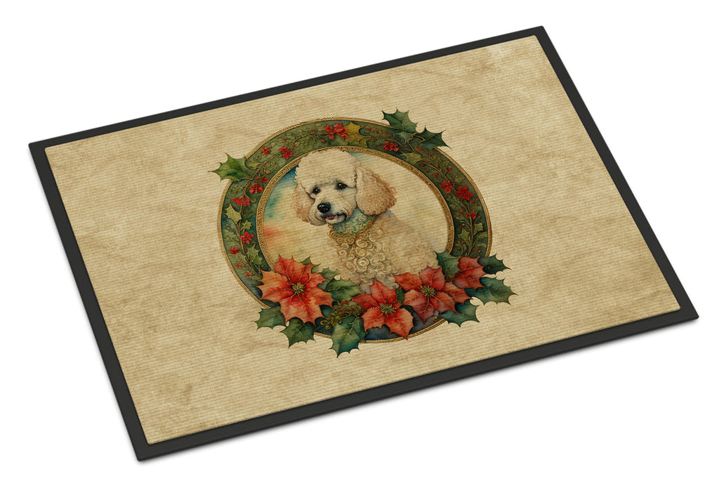 Poodle Christmas Flowers Doormat