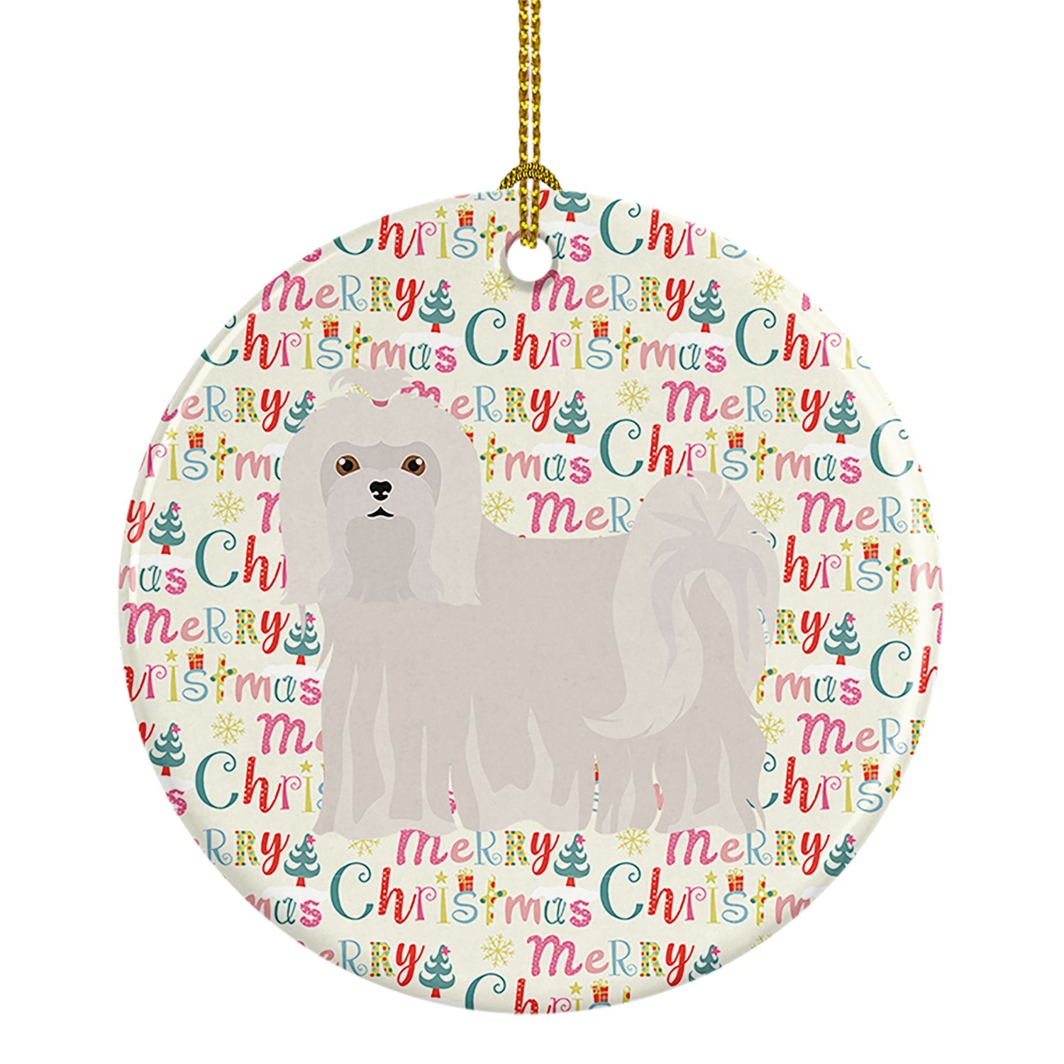 Maltese Merry Christmas Ceramic Ornament