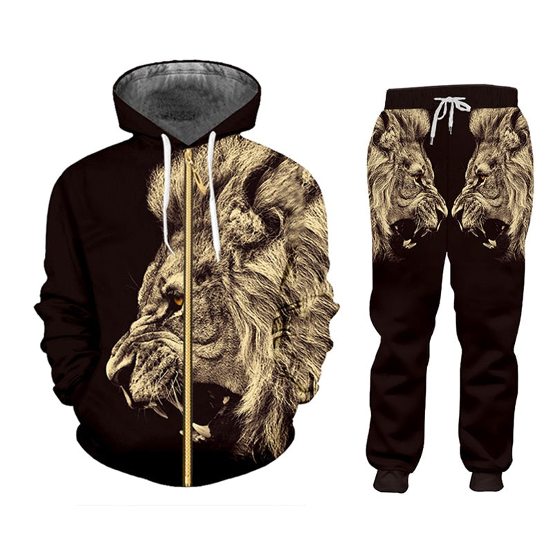 Casual Men's Tracksuit with Hoodie and Printed Pants | Streetwear
