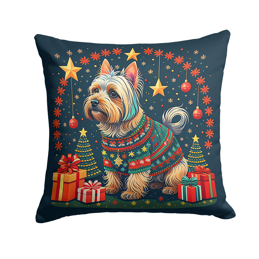 Silky Terrier Christmas Throw Pillow