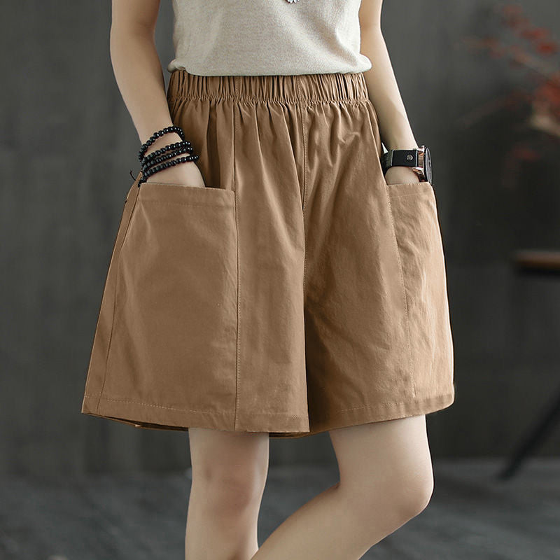 2024 Summer Women's Cotton Plus Size Pocket Shorts