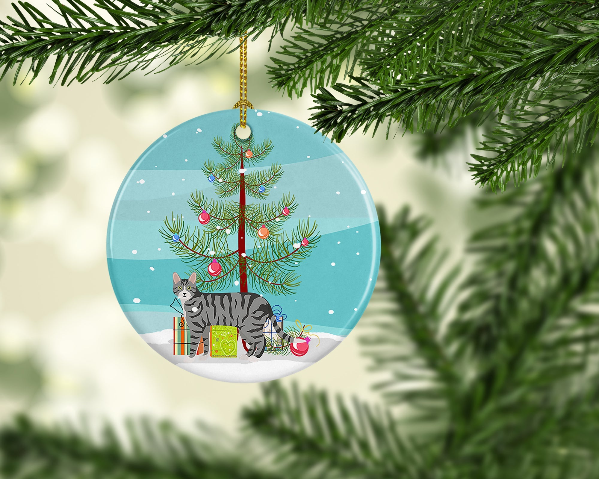 Dragon Li Cat Christmas Ceramic Ornament