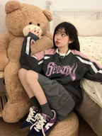 Women's Contrast Color Round Neck Sports Pullover | Streetwear