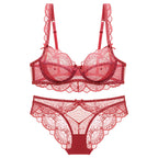 Women's Plus Size Lace Bra Set with Underwire