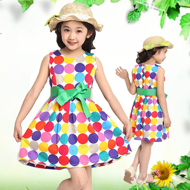 Summer Cotton Dress for Girls - Polka Dot Design