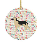 German Shepherd Merry Christmas Ceramic Ornament