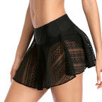 Women's Black Crochet Lace Swim Skirt