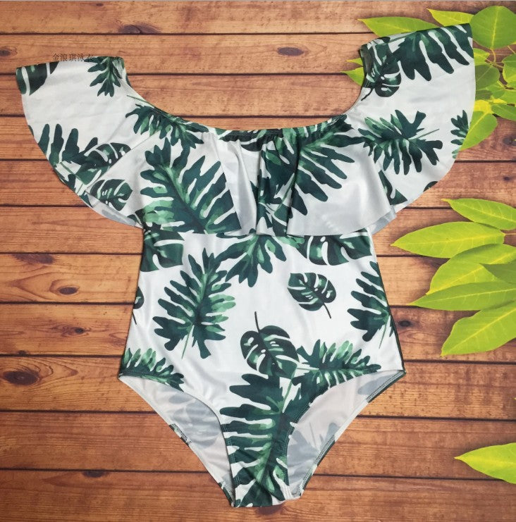 One-Shoulder Pineapple Leaf Swimsuit, One-Piece Design