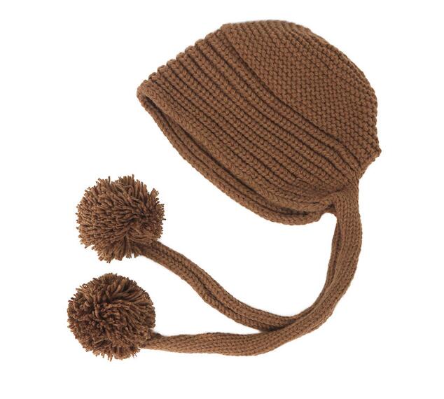 Women's Hand Knitted Long Lace-Up Beanie Hat | Embroidered Cap