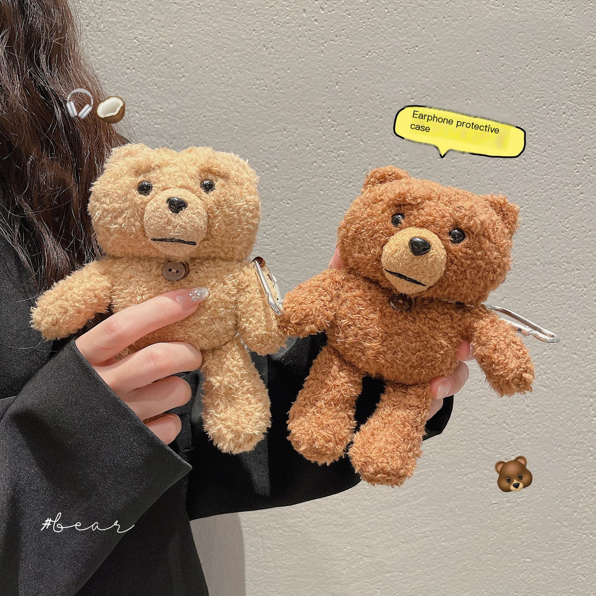 Plush Cartoon Teddy Bear AirPods Case for Apple 1/2