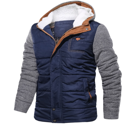 Men's Plus Size Spliced Cotton Jacket (MOQ 200pcs)