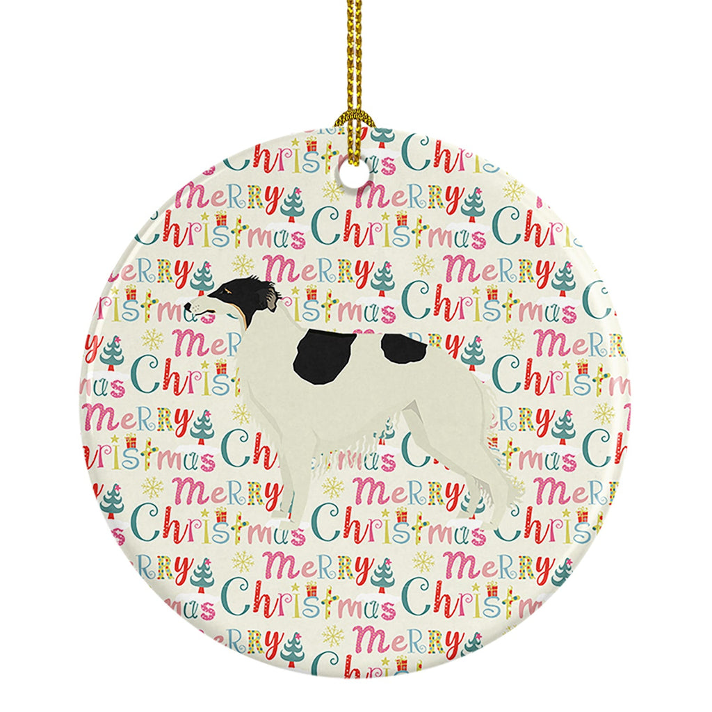 Borzoi Merry Christmas Ceramic Ornament