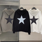 Y2K Aesthetic Star Print Hooded Sweatshirt for Men | Streetwear
