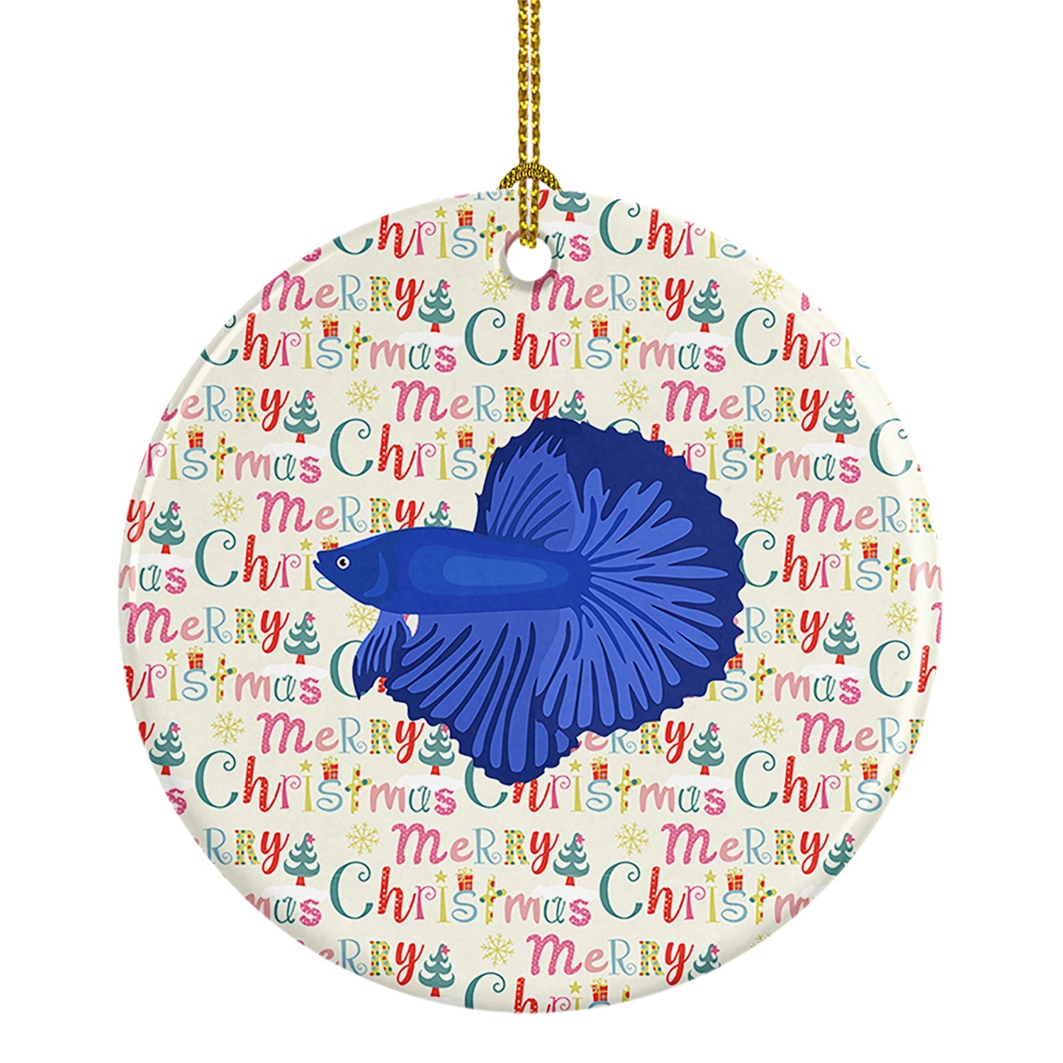 Delta Tail Betta Fish Christmas Ceramic Ornament